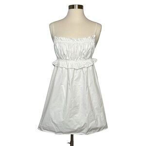 Lulus White Cotton Empire Waist Backless Mini Sz M